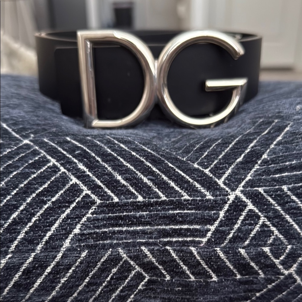 Dolce & Gabbana Black and Silver Belt with DG Logo